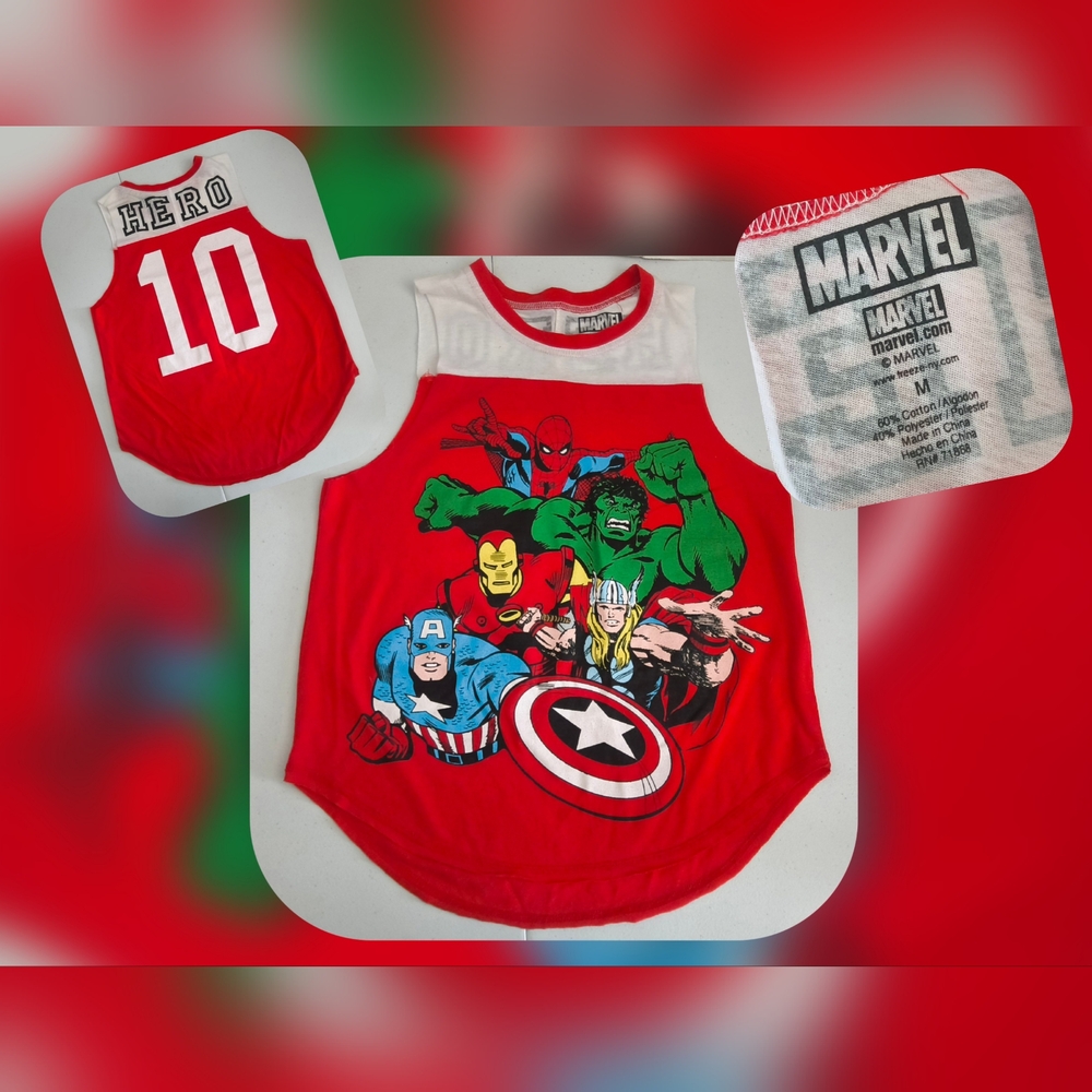 Marvel Heroes Red and White Tank Top Size Med